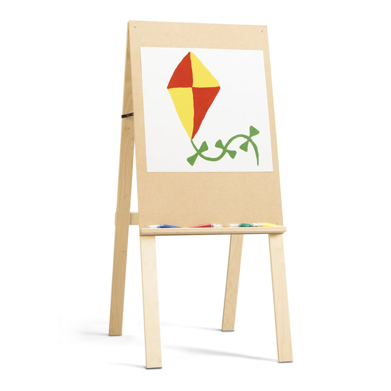 Natural Wood Single-Sided Art Easel with Storage Tray