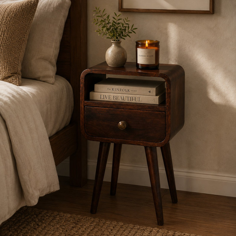 Bedside 30cm W Solid Wood Bedside Table