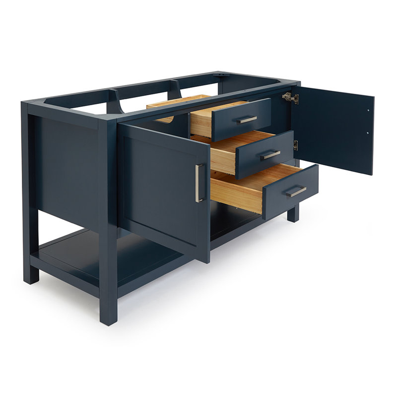 Bayhill 60'' W Double Bathroom Vanity Base, Blue
