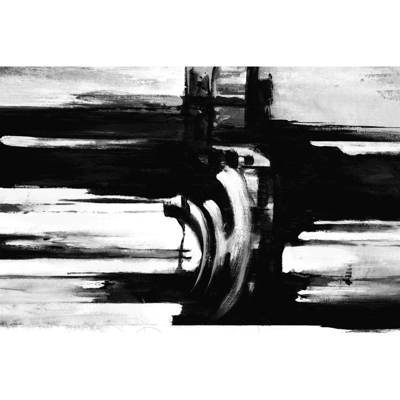 Encre noire - peinture sur toile tendue, H 8 po x l 12 po