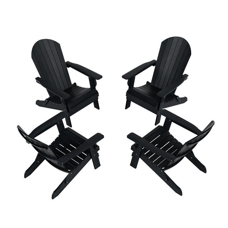 Arrlo Foldable Outdoor Adirondack Set, Black