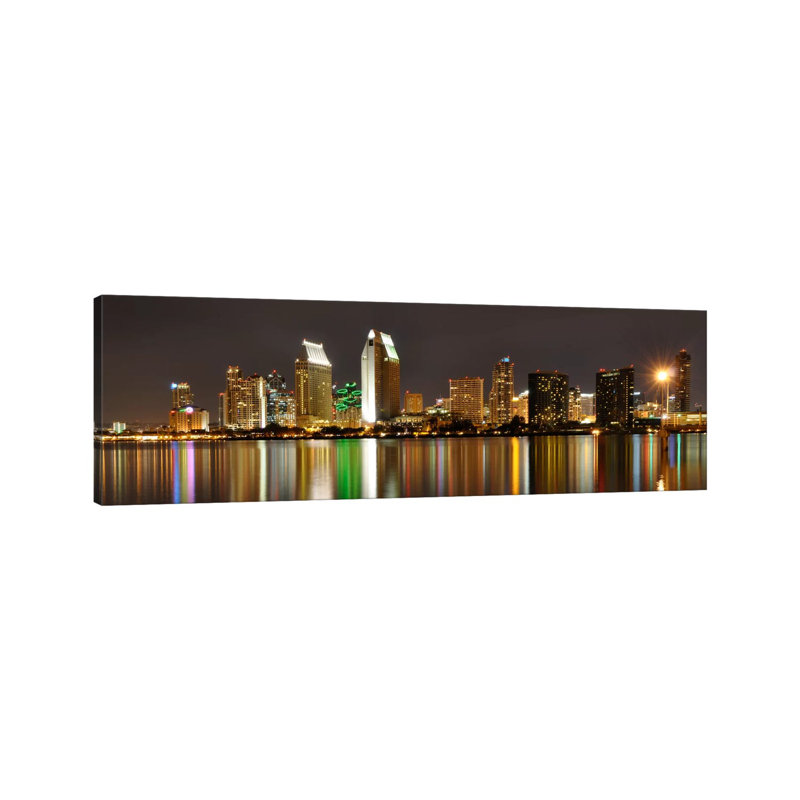 San Diego Skyline Cityscape (Night) - Wrapped Canvas Panoramic Print, 121.92 cm H x 40.64 cm W x 1.91 cm D