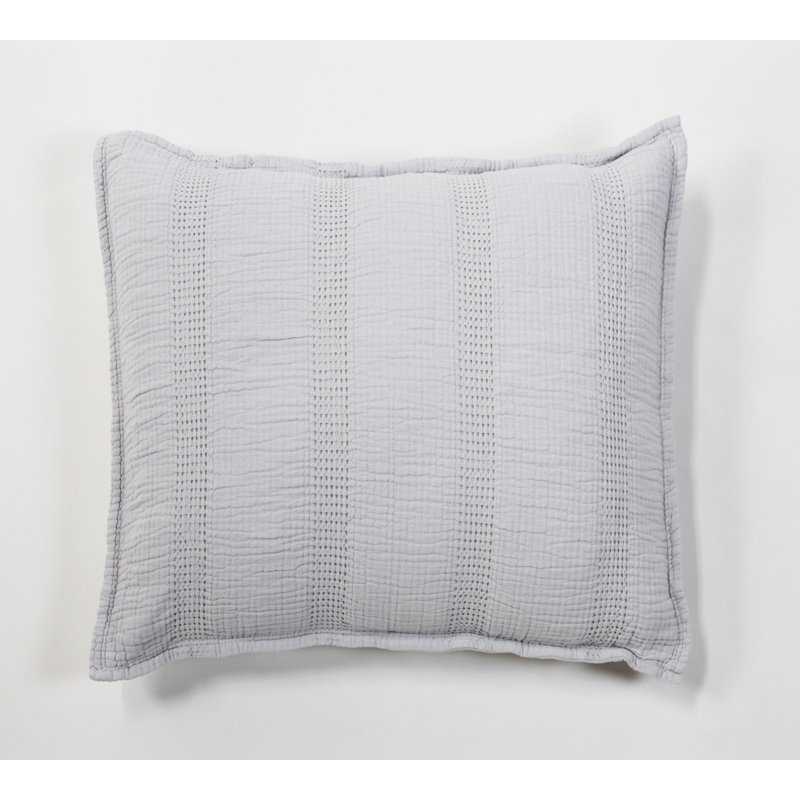Nantucket Gray/White/Midnight Cotton Piece Euro Sham, Gray, Euro