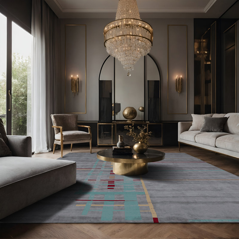 Tapis gris soyeux et moelleux, Rectangle 2 pi x 3 pi