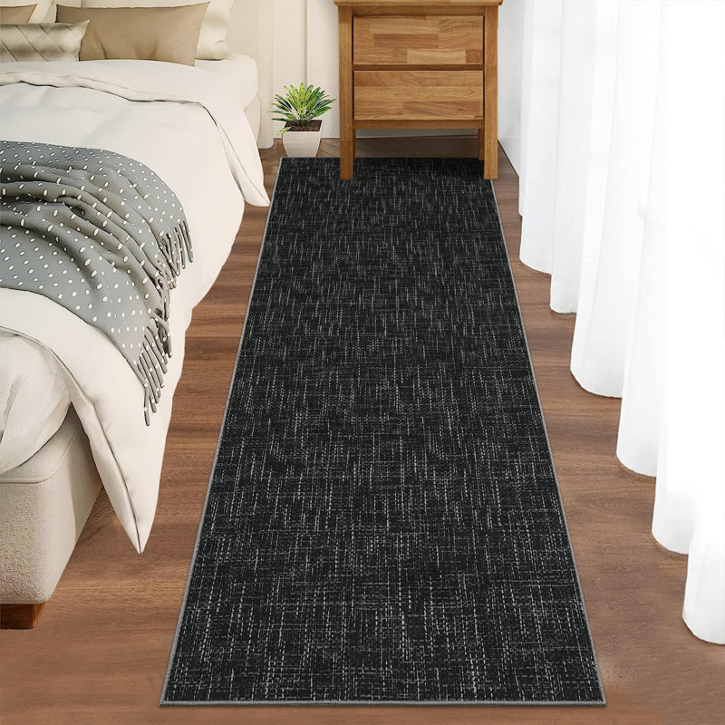 Abstract Area Rug, Black, Rectangle 80 x 150 cm