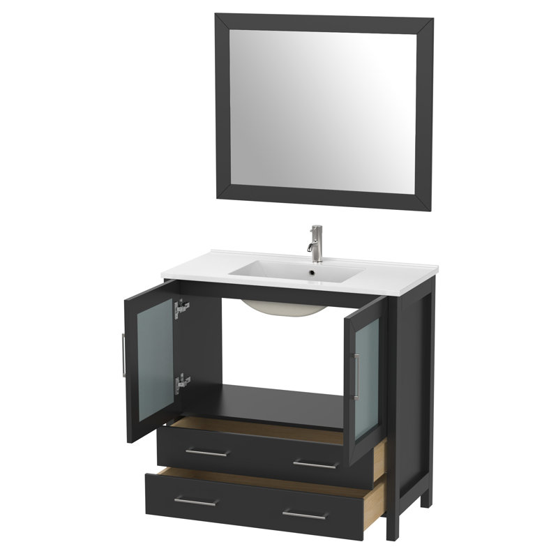  36" Single Bathroom Vanity Set with Mirror, Espresso