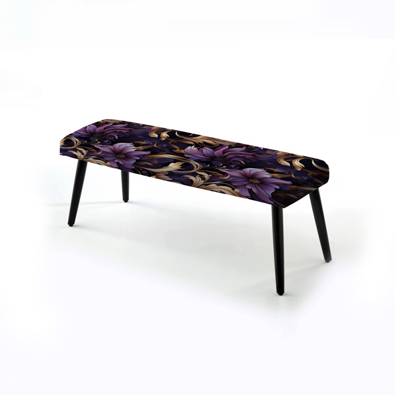Glamour doré et mauve motif damassé II - banc rembourré en marbre noir