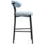 Tabouret de bar bleu à dossier ouvert de 26 po avec siège souple, base noire et repose-pieds, de 2 pour la cuisine, le salon ou le bureau, dossier moderne, coussin, structure en métal, bureau, meuble-lavabo