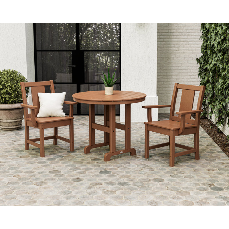 Prairie 3-Piece Farmhouse Dining Set, Teak