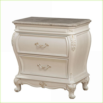 Table de chevet 2 tiroirs Pearl White