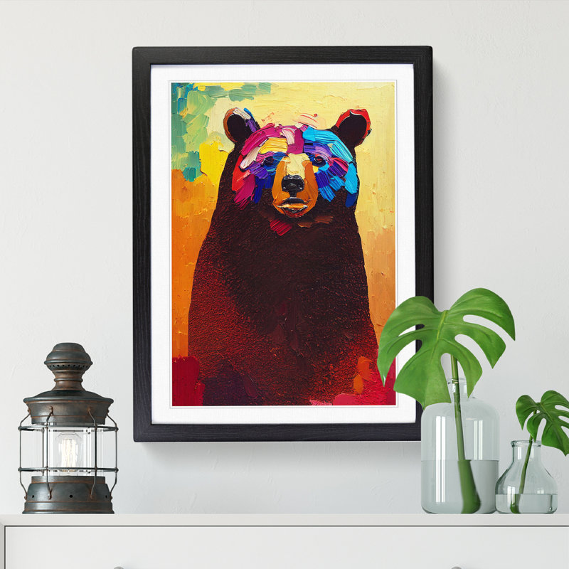 FRM-V0523-218X Bear Vol.1 - Single Picture Frame Print, Black Framed, 64cm H x 46cm W x 2cm D