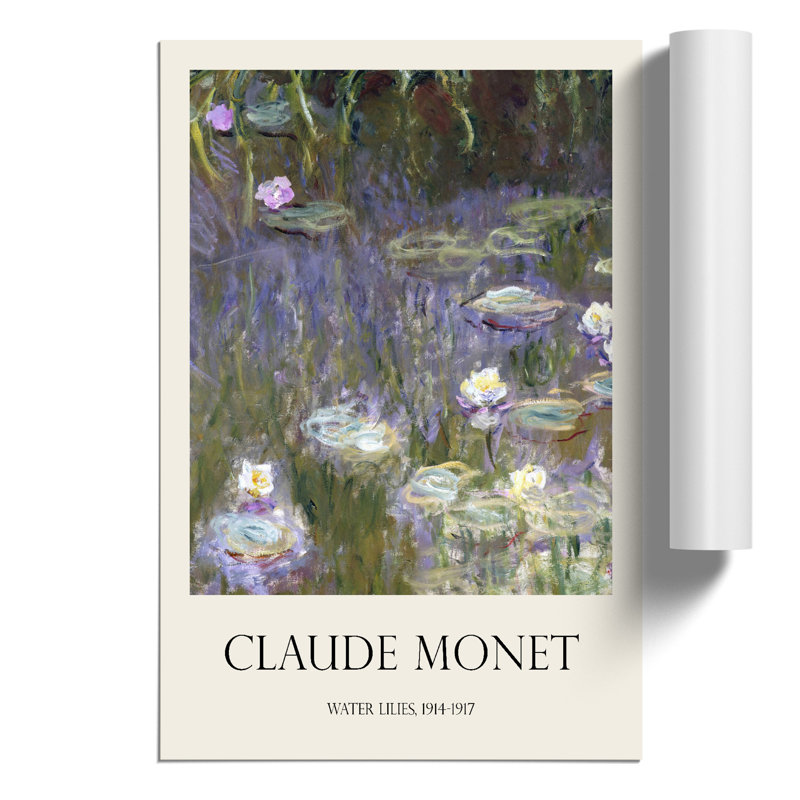 Water Lilies Lily Pond Print by Claude Monet - Frameless Print, 59cm H x 42cm W x 0.1cm D