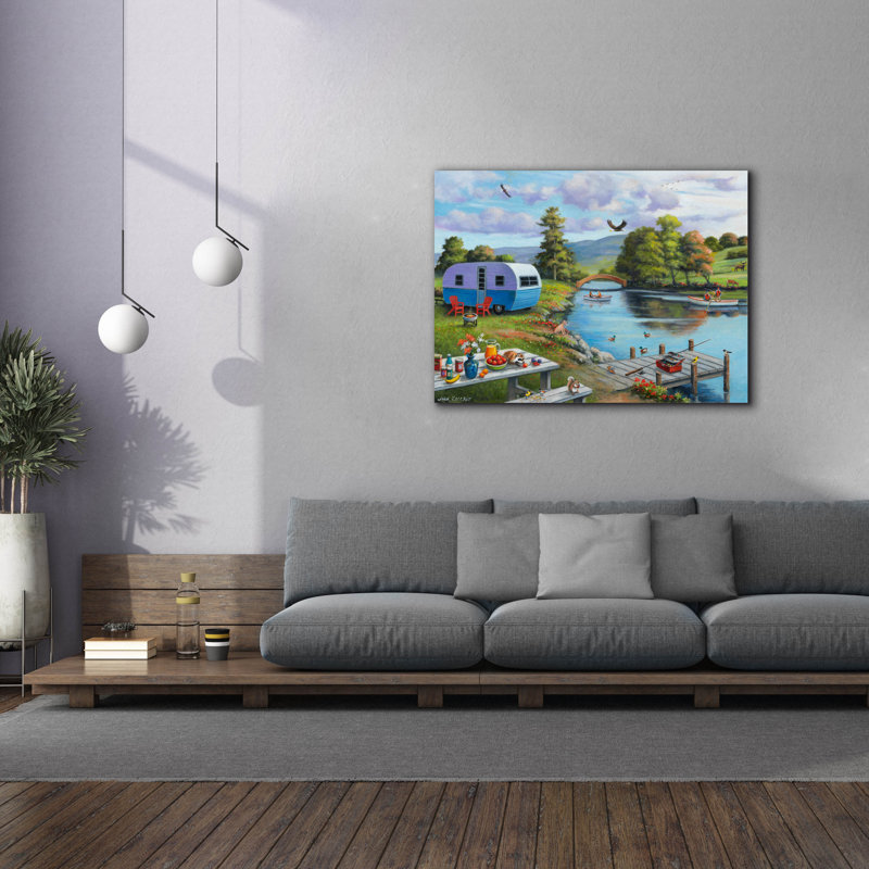 " Fishing On The River " by John Zaccheo, 40" H x 54" W x 1.5" D