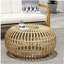 Table basse de table d'appoint en faux rotin bohémien pour utilisation intérieure et extérieure, table d'appoint ronde fabriquée à la main pour le salon, le patio, le jardin, brun clair