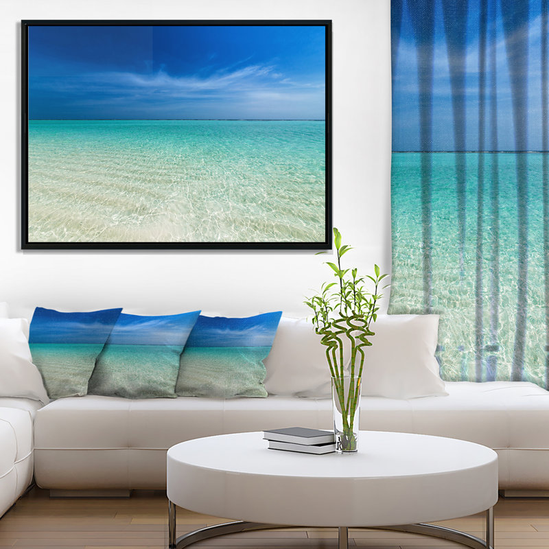 Photographie « turquoise océan under blue sky », H 30 po x l 40 po x P 1,5 po, Toile avec cadre flottant