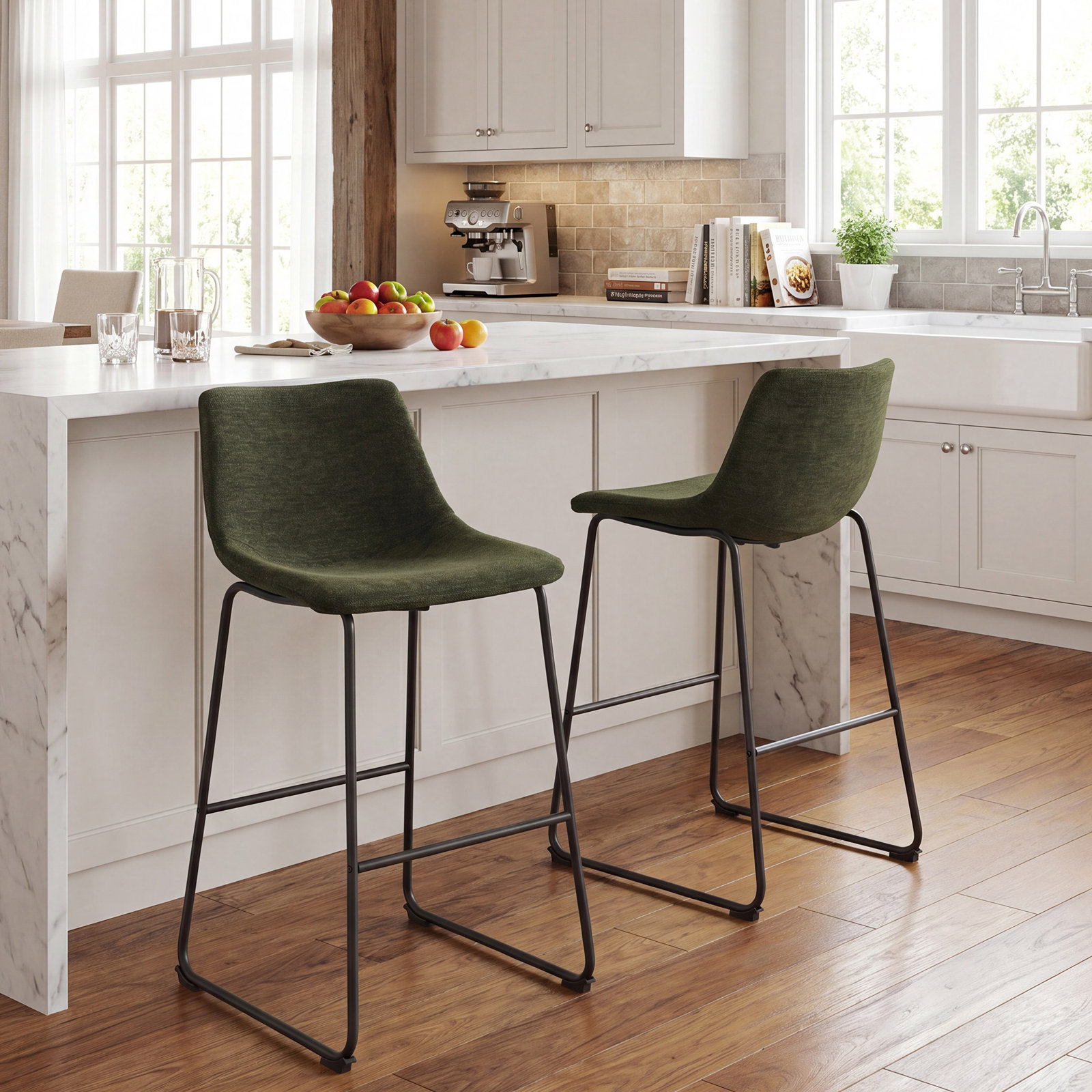 Anke Bar and Counter Stool, Bar Stool (29" Seat Height), Green