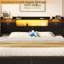 Têtes de lit en métal de 45,3 po de hauteur avec draps en tissu, prises, ports USB et lumières DEL-1990798524-1990798498