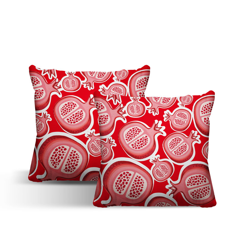 Oreiller carré intérieur / extérieur Pomme Pomegranate, L 17 po x H 17 po, Rouge