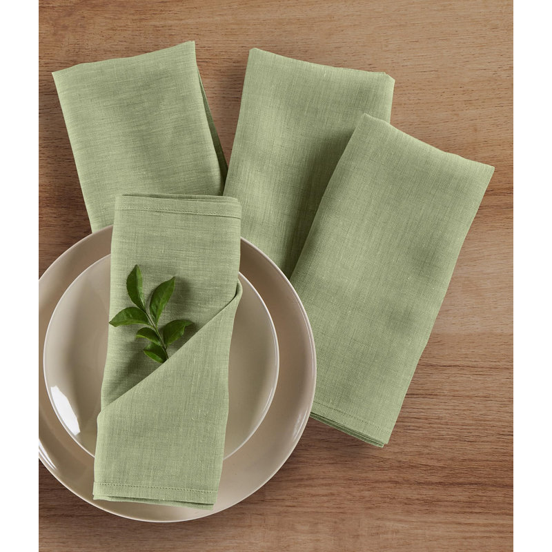 100% Pure Linen Dinner Napkins - Athena, Chambray Olive