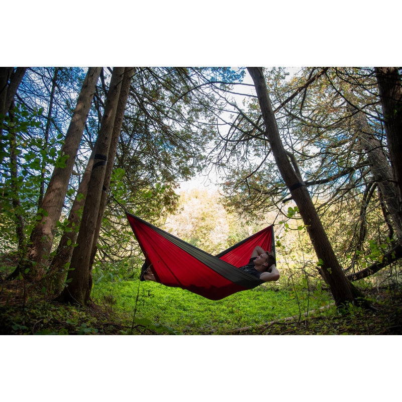Hamac de camping double Kylee Parachute, Double, Cramoisi / gris