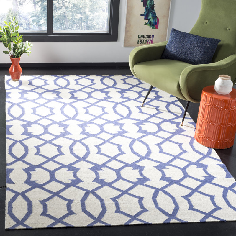 Vaughan Geometric Wool Hand Woven Area Rug, Rectangle 91 x 152cm