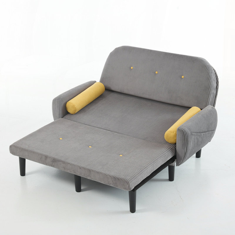 Corduroy Loveseat Sofa with Storage USB Charger and Adjustable Recliner for Living Room, Gray