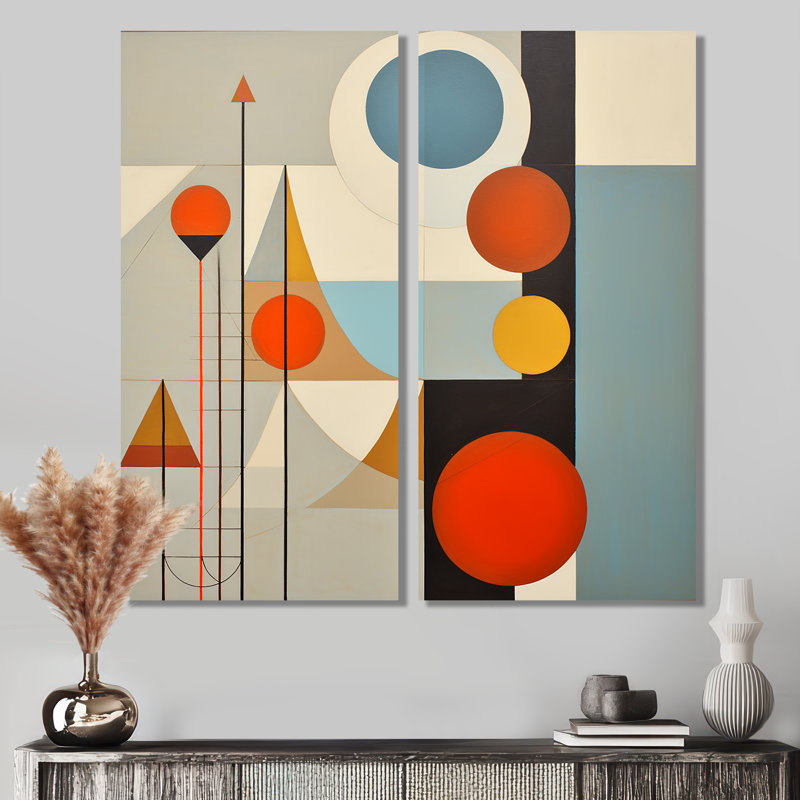 «Serendipity Abstract Mid-Century Geometrics I», art mural bleu, H 40 po x l 40 po, Toile tendue, Ne s’applique pas
