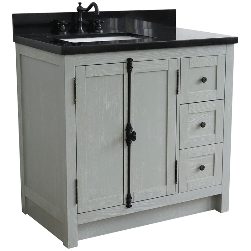 Ensemble de meuble-lavabo simple 37 po Truet, Noir galaxie, Gris sauge
