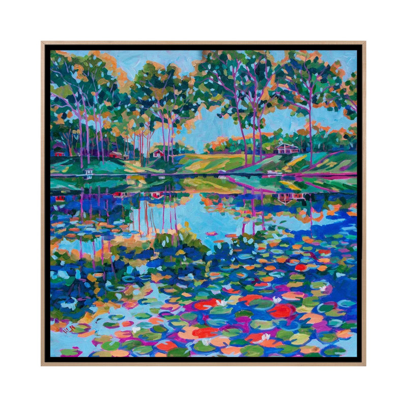 Lily Pads On The Lake, 93.98 cm H x 93.98 cm W x 4.445 cm D, Natural Wood