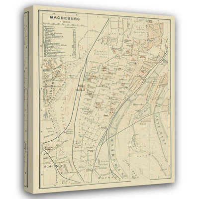 Astoria Grand Baedeker Gallery Wrapped Canvas Art Titled: Magdeburg Germany, Baedeker 1914