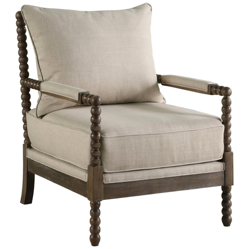 Beige Accent Chair With Foam Filling And Comfortable Seat - 38" X 34" 29.5 Natural For Primary Living Space 38 Inches Height 34 Width