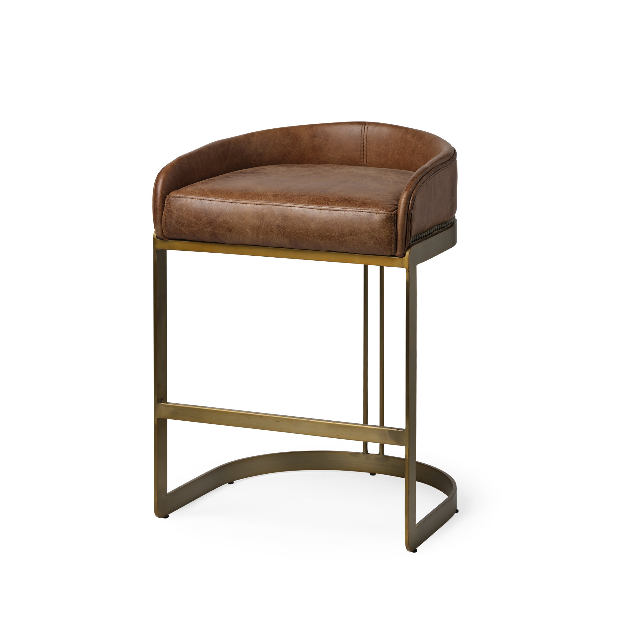 Bradley Genuine Leather Bar & Counter Stool, Brown, Counter Stool (24.75" Seat Height)