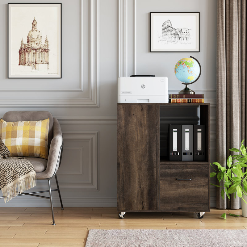 60cm Wide 1 -Drawer Mobile File Cabinet, Dark Brown