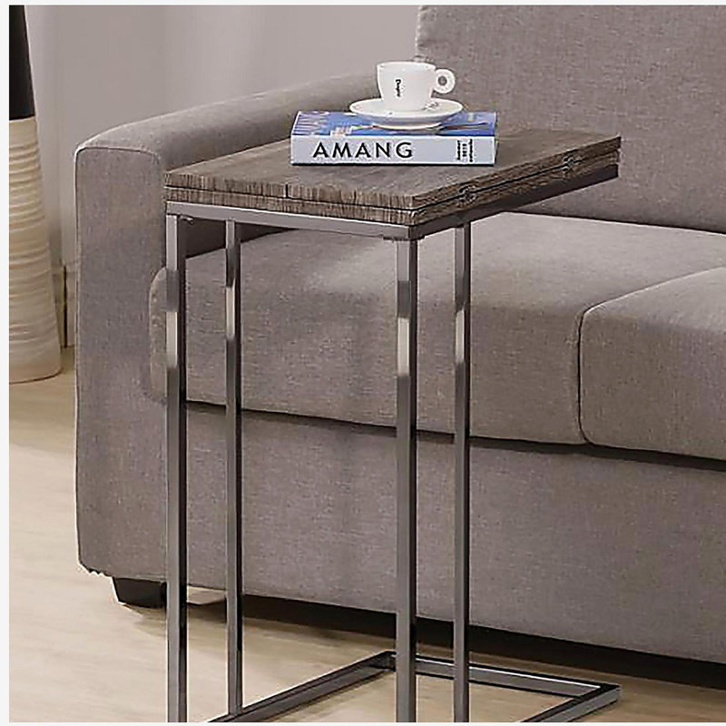 Table à collation grise et noire patinée avec plateau extensible
