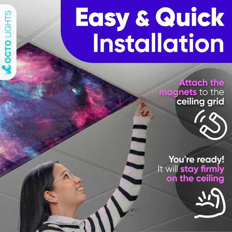 Purple Nebula Magnetic Polyester Fluorescent LED Light Covers