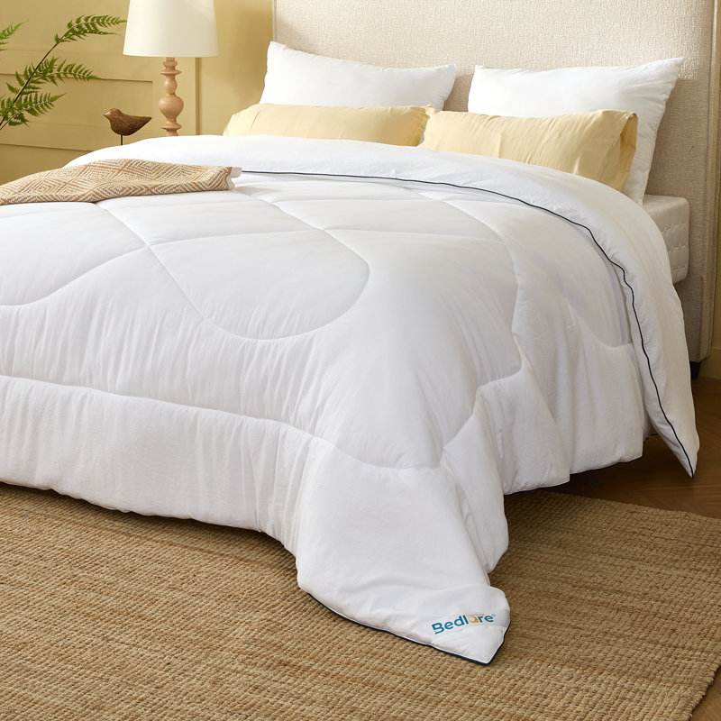 All Season Queen Comforter, Ultra-Soft Down Alternative Duvet Insert with 4 Tabs - Machine Washable, White, Queen