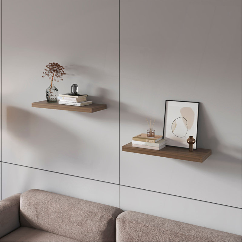 Tablette flottante en noyer naturel, Noyer naturel