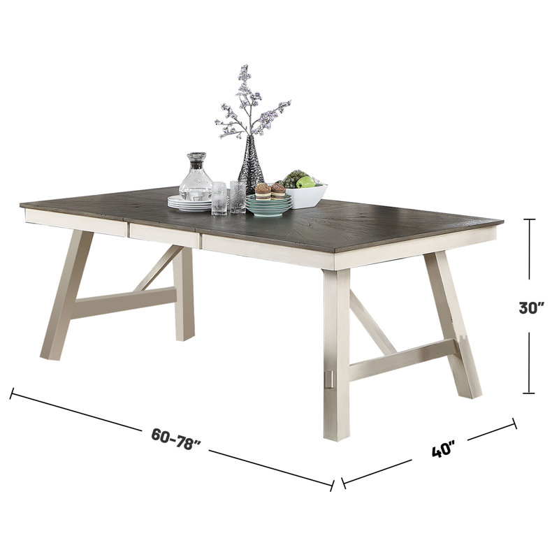Table de salle à manger extensible Alaylah, Gris, Blanc