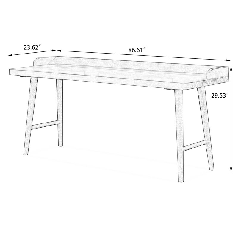 Walnut Rectangular Solid Wood desk, 29.53" H x 86.61" W x 23.62" D