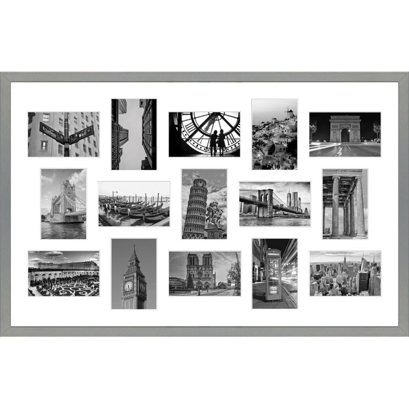 Abdul-Khaliq Wood Picture Frame with Mat, Light Grey