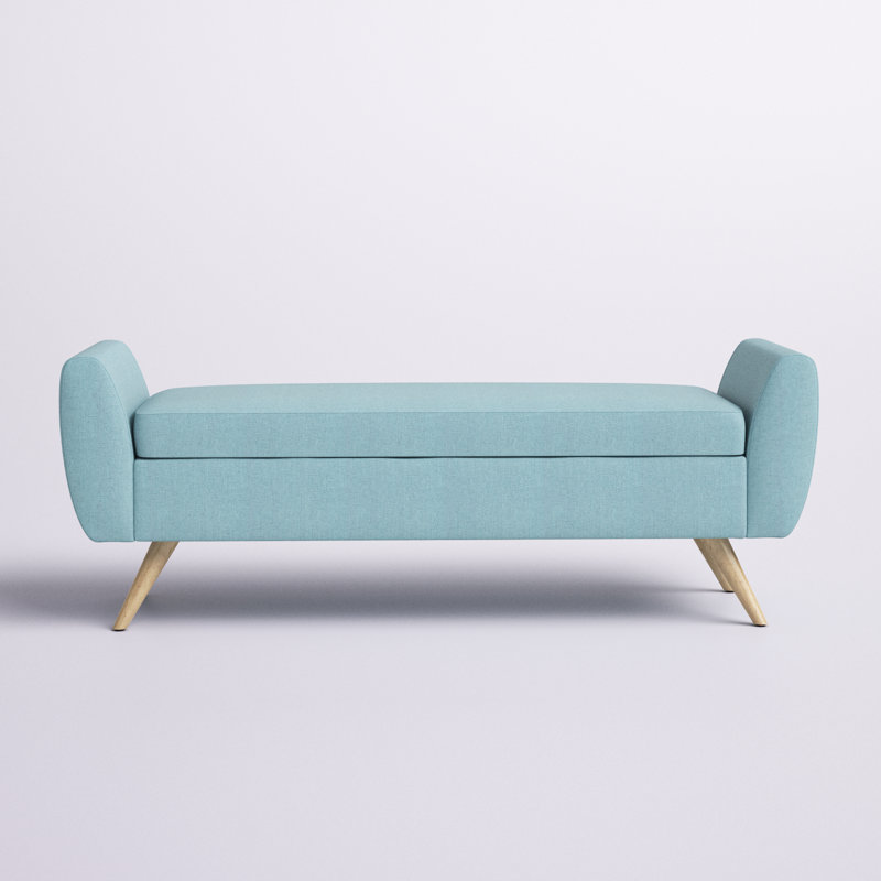 Banc de rangement rembourré Amsi, Bleu français