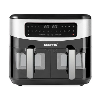 GEEPAS Dual Zone 9L XL 2 Drawers Digital Air Fryer with Visual Window