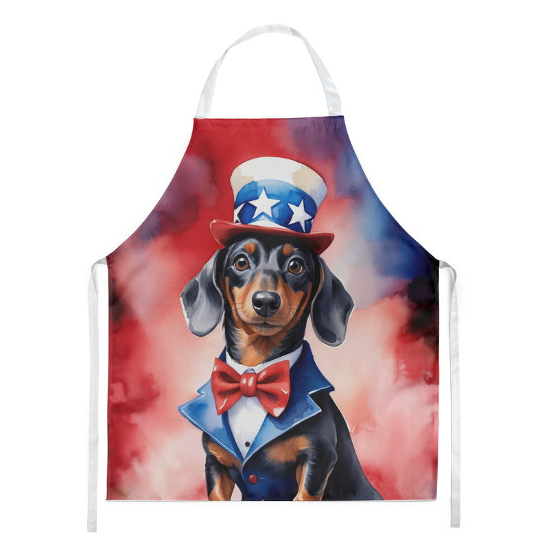 Patriotic American Apron, Black Dachshund