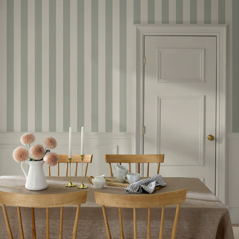 Martha Stewart Classic Stripe Antique Gold Wallpaper, Green