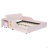 Full Size Upholstered Grounded Bed, Mother & Child Bed With Bedside Desk And Little Round Stool-1379565002-1379565006