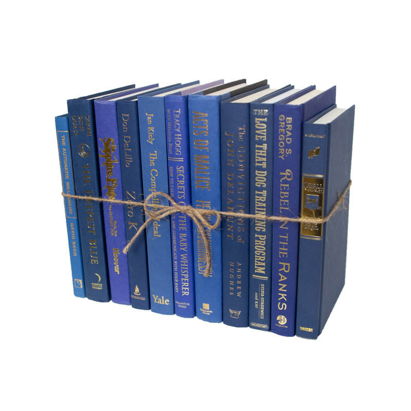 Livres décoratifs - Ensemble de livres denim et or - 1 pied de livres bleus