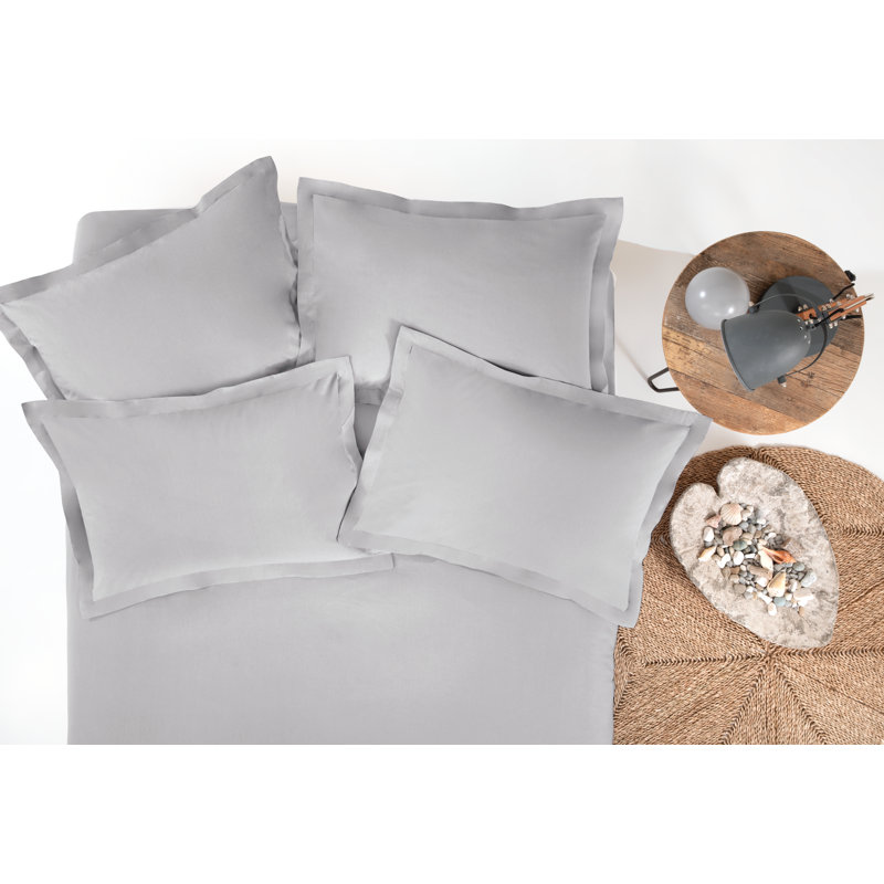 Penny Cotton Duvet Cover, King Duvet Cover, Gray