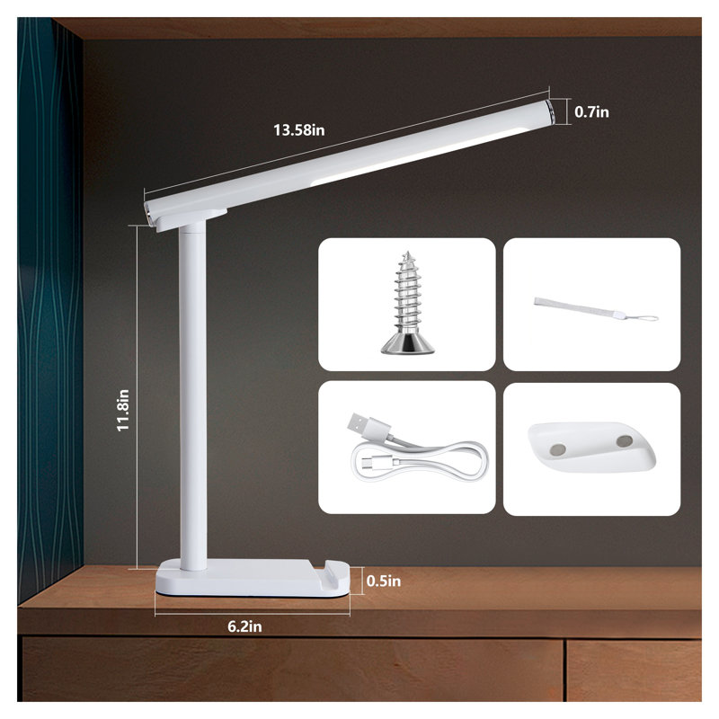 Adjustable LED Desk Lamp with USB Charging Port, Dimmable Touch Control Table Light for Reading & Study