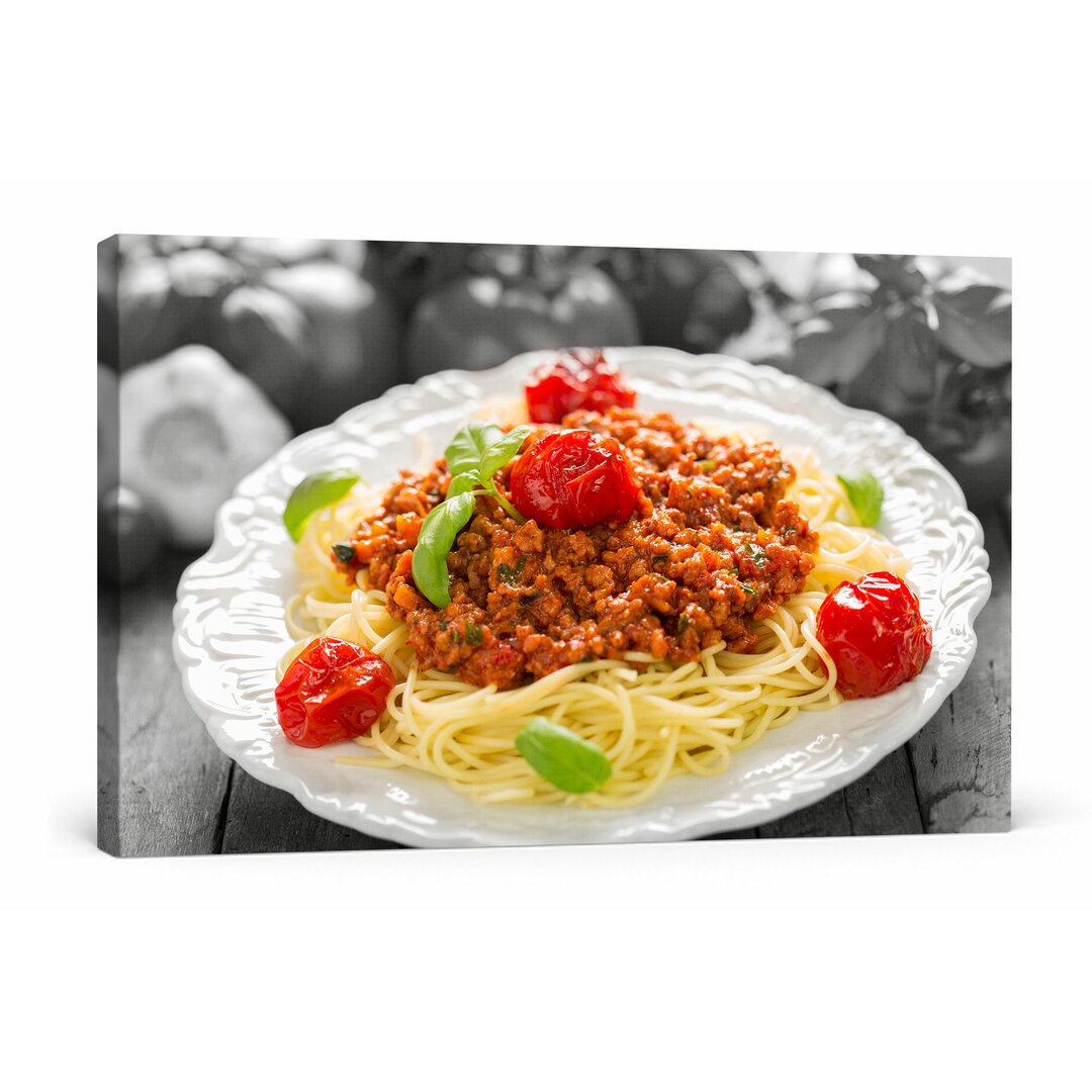 Leinwandbild Spaghetti Bolognese auf dem Teller