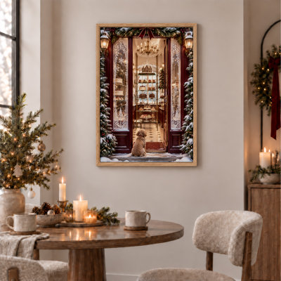 Art mural sur toile de Noël avec des gâteaux et des macarons